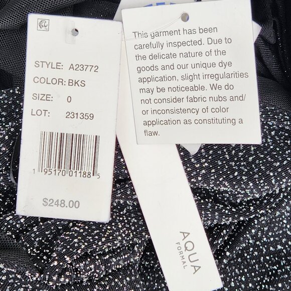 AQUA Metallic Faux Wrap Mini Cocktail and Party Dress Size 0 Black / Silver - Picture 8 of 8